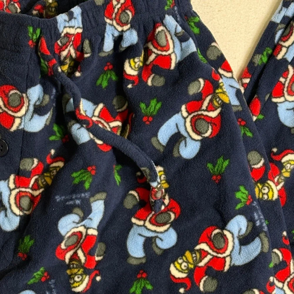 The Simpsons Fleece‎ Pajama Pants Santa Bart Holiday Loungewear Medium Y2K